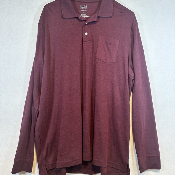 Croft‎ & Barrow Mens Long Sleeve Henley Shirt Maroon XXL - Picture 1 of 3